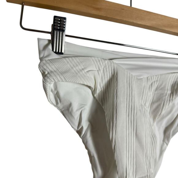 L*Space Court White Crossover V Waist Ribbed High Leg Bikini Swim Bottoms XS - Picture 5 of 10